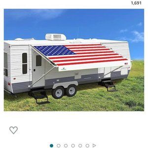 American Flag awning shade for camper
